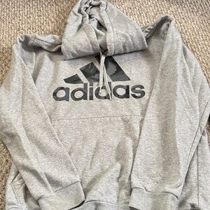 adidas Heather Gray Hoodie with Black Logo